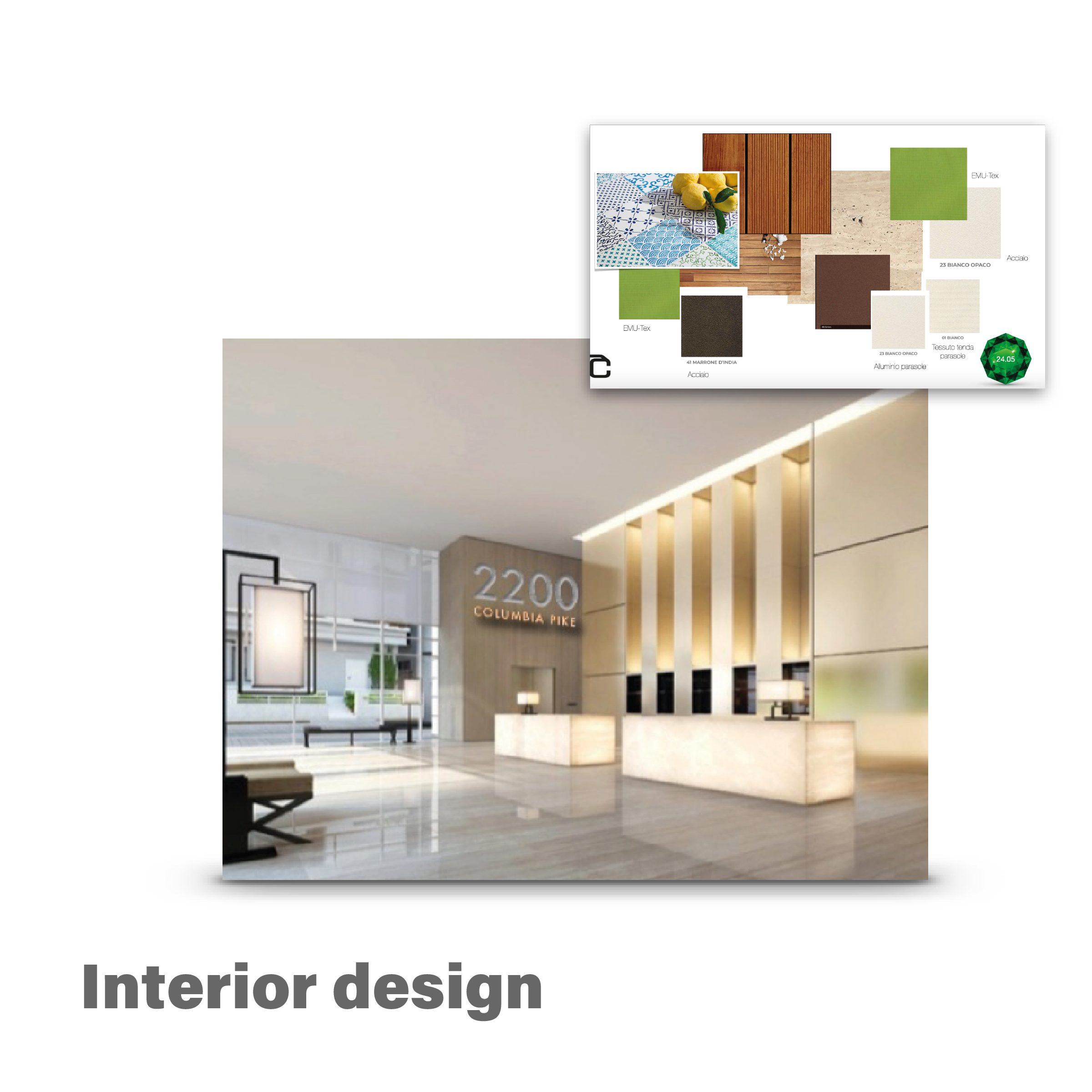 Interior design for 2200 Columbia Pike lobby by Vladimir Bozanic