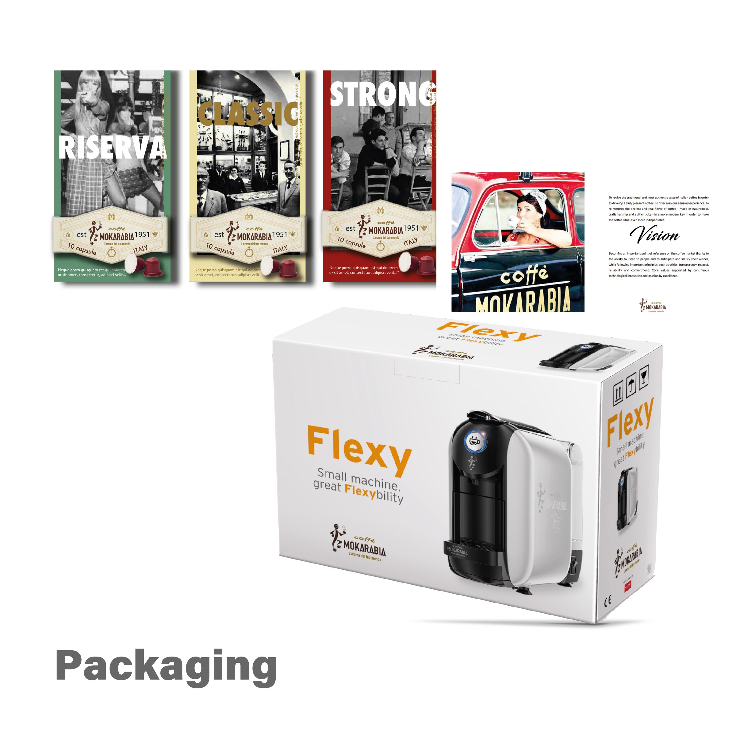 Packaging design for Flexy Mokarabia coffee machine by Vladimir Bozanic